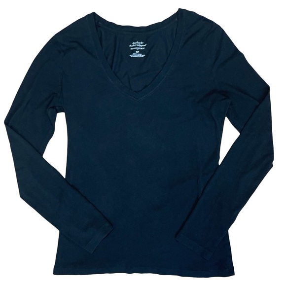 Banana Republic Black Long Sleeve V-Neck Basics Tee Shirt - Size Small - Picture 2 of 10